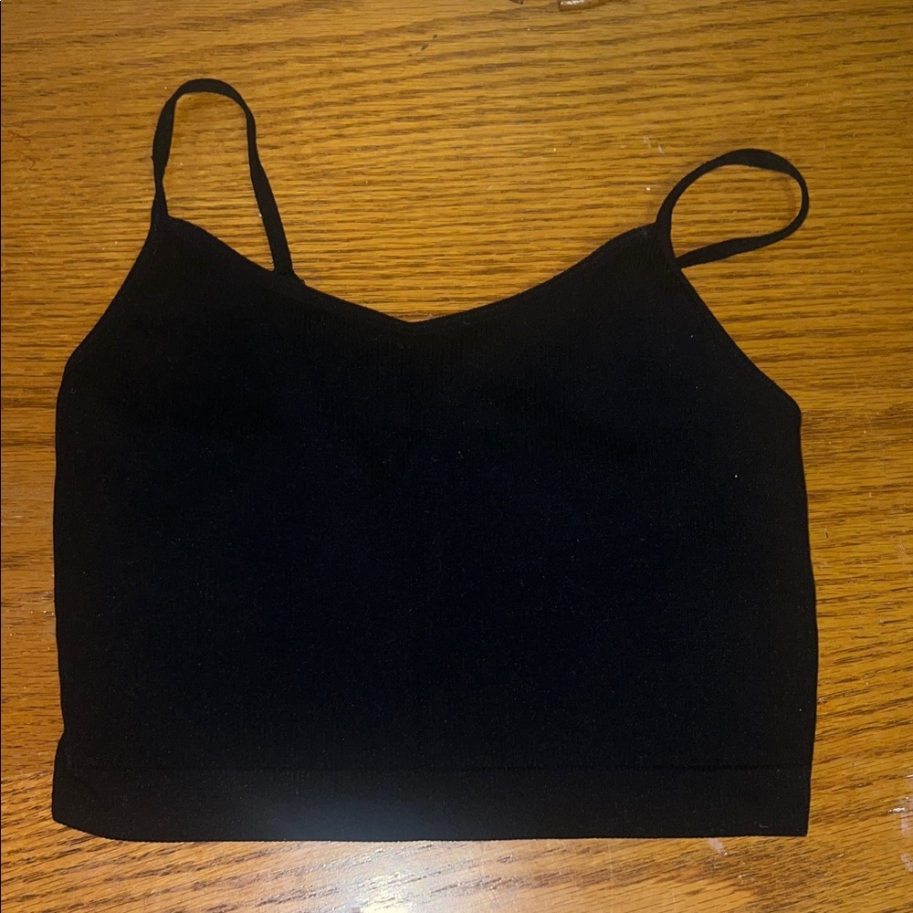 Wild Fable adjustable ribbed Black Cropped Tank Top